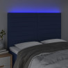 Cabeceira cama c/ LED tecido 144x5x118/128 cm azul 3