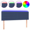 Cabeceira de cama c/ luzes LED tecido 144x5x78/88 cm azul 2