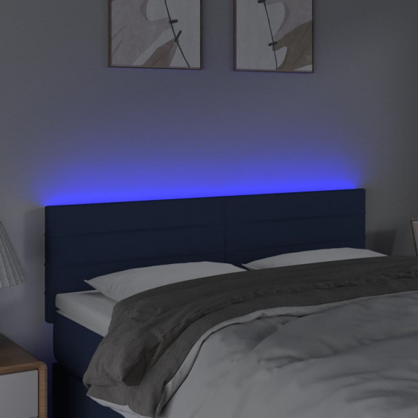 Cabecero con LED de tela azul 144x5x78/88 cm M 3