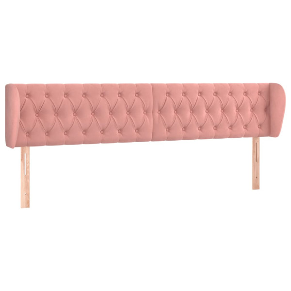 Cabeceira de cama c/ abas veludo 203x23x78/88 cm rosa M 2