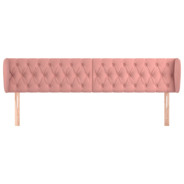 Cabeceira de cama c/ abas veludo 203x23x78/88 cm rosa M 3