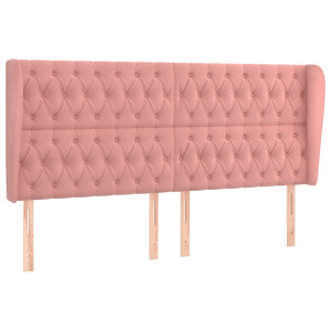 Cabecero con orejas de terciopelo rosa 203x23x118/128 cm H