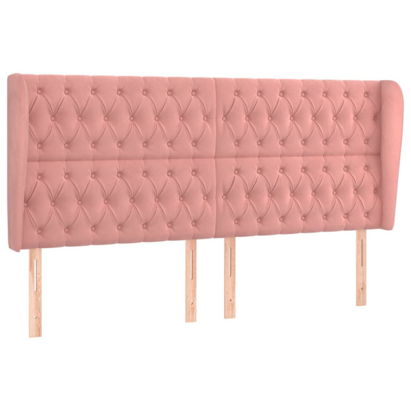 Cabeceira cama c/ abas veludo 203x23x118/128 cm rosa M 2