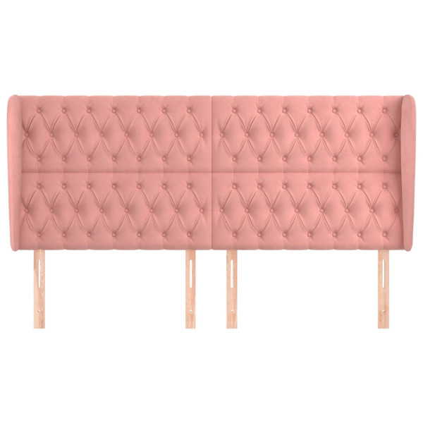 Cabeceira cama c/ abas veludo 203x23x118/128 cm rosa M 3