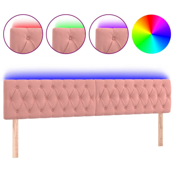 Cabecero con LED de terciopelo rosa 200x7x78/88 cm M 2