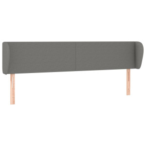 Cabeceira de cama c/ abas tecido 183x23x78/88cm cinzento-escuro H