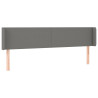 Cabeceira cama c/ luzes LED tecido 183x16x78/88cm cinza-escuro 3