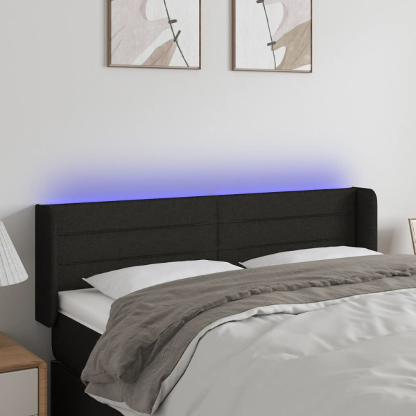 Cabecero con LED de tela negro 147x16x78/88 cm D