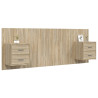 Cabecero de cama con mesitas madera contrachapada roble Sonoma 3