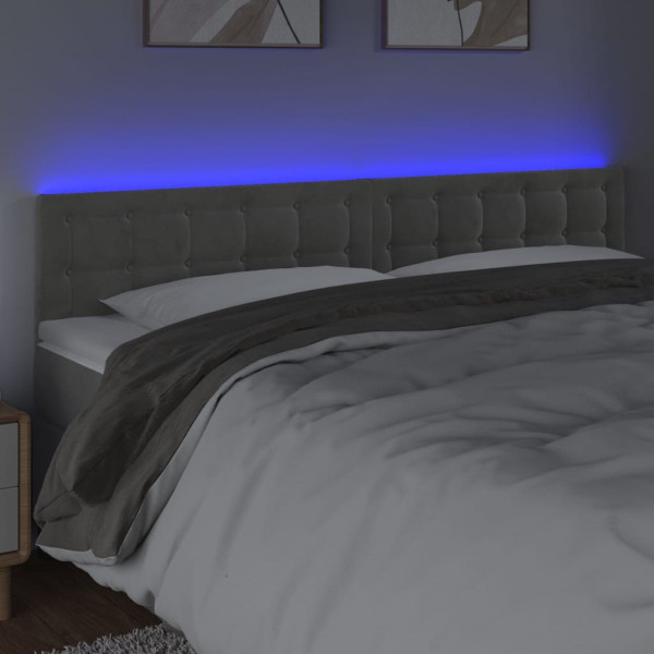 Cabeceira de cama c/luzes LED veludo 160x5x78/88 cm cinza-claro M 3