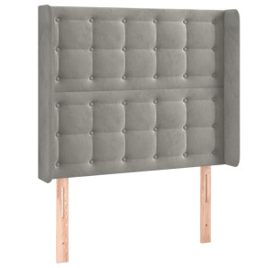 Cabecero con orejas de terciopelo gris claro 103x16x118/128 cm H