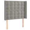Cabecero con orejas de terciopelo gris claro 103x16x118/128 cm 2