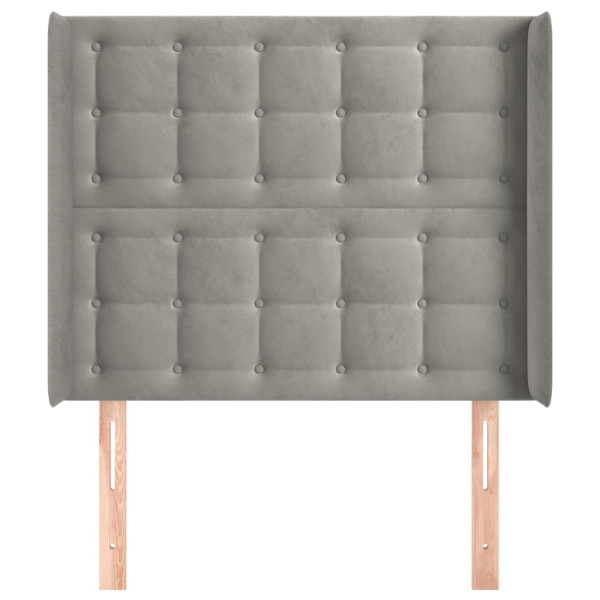 Cabecero con orejas de terciopelo gris claro 103x16x118/128 cm M 3