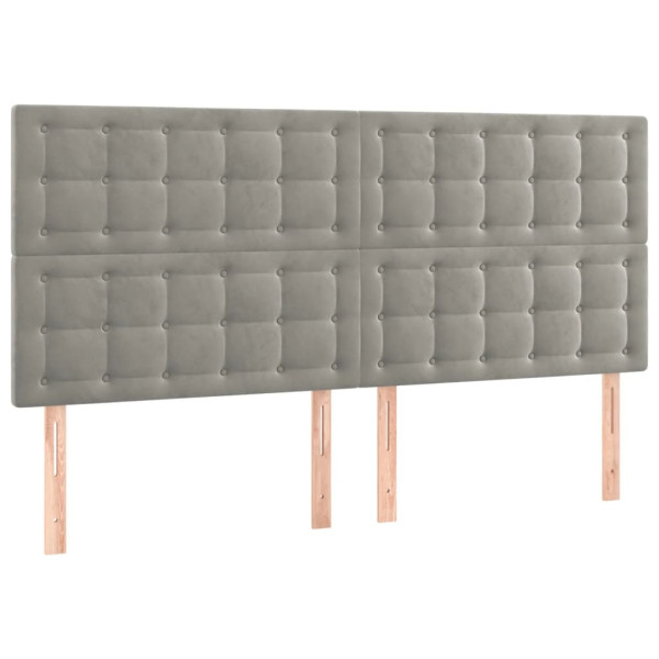 Cabeceros 4 unidades de terciopelo gris claro 100x5x78/88 cm M 2