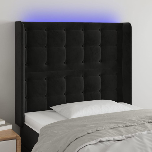 Cabecero con LED de terciopelo negro 103x16x118/128 cm D