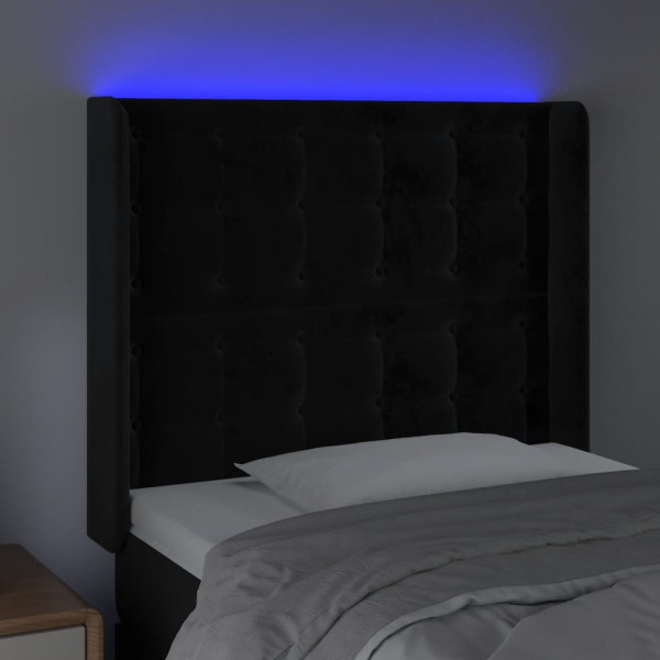 Cabecero con LED de terciopelo negro 103x16x118/128 cm M 4