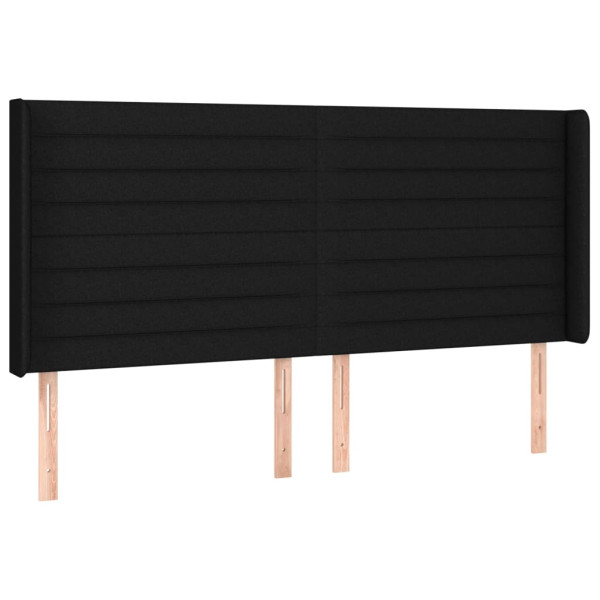 Cabeceira de cama c/ luzes LED tecido 163x16x118/128 cm preto M 3