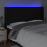 Cabeceira de cama c/ luzes LED tecido 163x16x118/128 cm preto 4