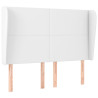 Cabecero con orejas de cuero sintético blanco 147x23x118/128 cm 2