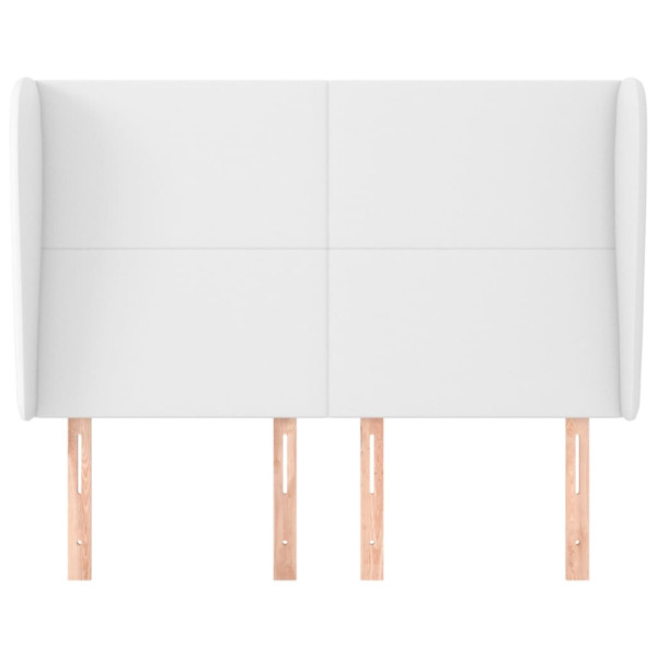 Cabeceira cama c/ abas couro artificial 147x23x118/128cm branco M 3