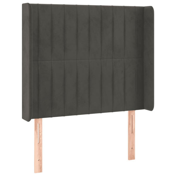 Cabeceira cama c/ luzes LED veludo 83x16x118/128cm cinza-escuro M 3