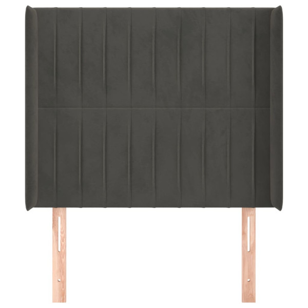 Cabecero con orejas de terciopelo gris oscuro 83x16x118/128 cm M 3