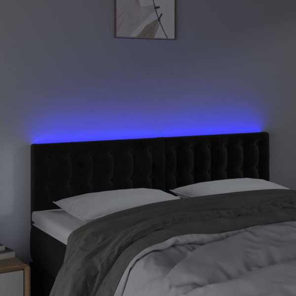 Cabecero con LED de terciopelo negro 144x5x78/88 cm M 3