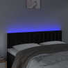 Cabeceira de cama c/ luzes LED veludo 144x5x78/88 cm preto 3