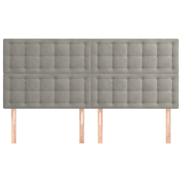 Cabeceros 4 unidades de terciopelo gris claro 80x5x78/88 cm M 3