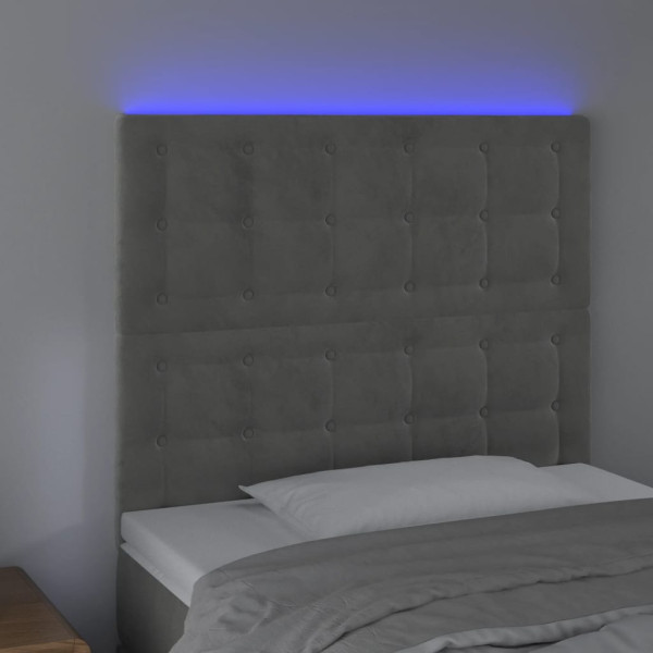 Cabecero con luces LED terciopelo gris claro 80x5x118/128 cm M 3