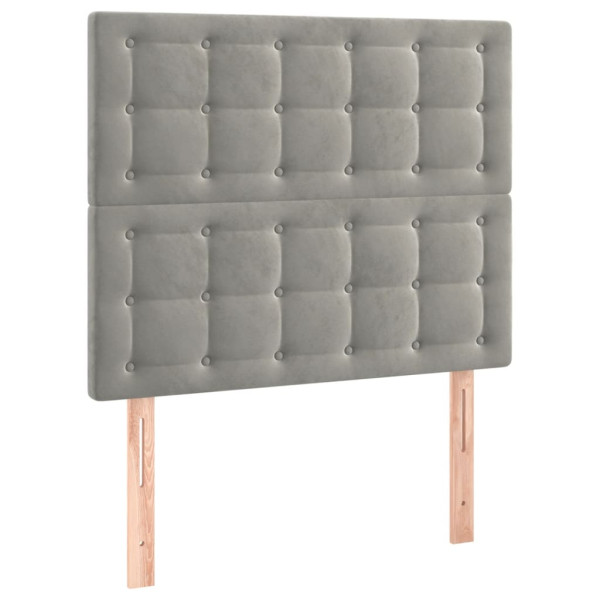 Cabeceira cama c/ luzes LED veludo 80x5x118/128cm cinza-claro M 4