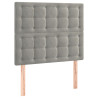 Cabeceira cama c/ luzes LED veludo 80x5x118/128cm cinza-claro 4