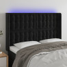 Cabecero con LED de terciopelo negro 147x16x118/128 cm 1