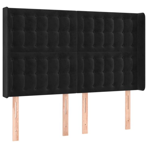 Cabecero con LED de terciopelo negro 147x16x118/128 cm M 3