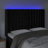 Cabecero con LED de terciopelo negro 147x16x118/128 cm 4