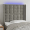 Cabeceira cama c/ luzes LED veludo 83x16x118/128 cm cinza-claro 1