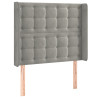 Cabeceira cama c/ luzes LED veludo 83x16x118/128 cm cinza-claro 3