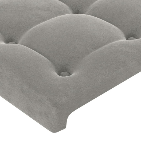 Cabeceira cama c/ luzes LED veludo 83x16x118/128 cm cinza-claro M 5