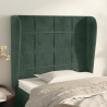 Cabecero con orejas de terciopelo verde oscuro 83x23x118/128 cm 1