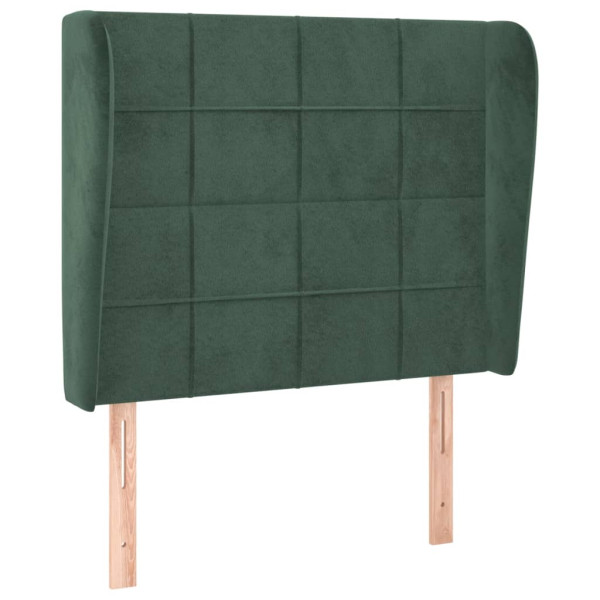 Cabeceira de cama c/ abas veludo 83x23x118/128 cm verde-escuro M 2