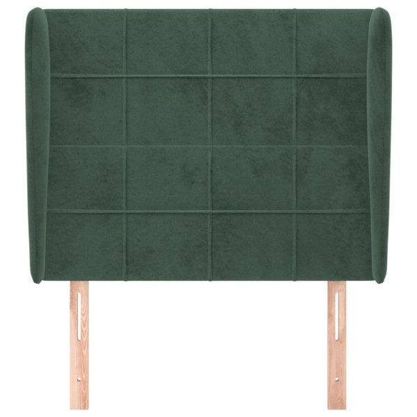 Cabecero con orejas de terciopelo verde oscuro 83x23x118/128 cm M 3