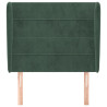 Cabeceira de cama c/ abas veludo 83x23x118/128 cm verde-escuro 3