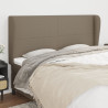 Cabecero con orejas de tela gris taupe 183x23x118/128 cm 1