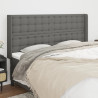 Cabecero con orejas de tela gris oscuro 183x16x118/128 cm 1