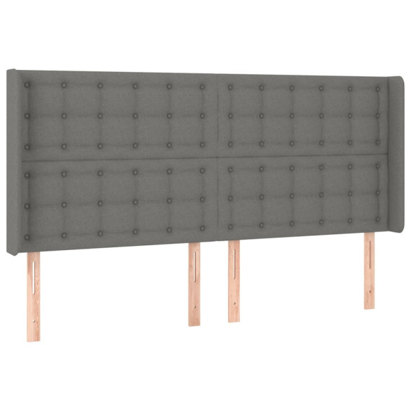 Cabecero con orejas de tela gris oscuro 183x16x118/128 cm M 2
