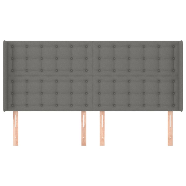 Cabecero con orejas de tela gris oscuro 183x16x118/128 cm M 3