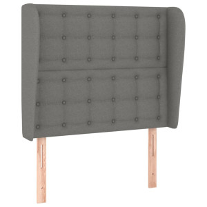Cabecero con orejas de tela gris oscuro 93x23x118/128 cm H