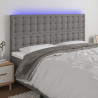 Cabecero con luces LED tela gris oscuro 180x5x118/128 cm 1