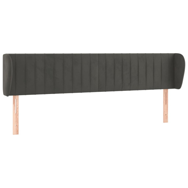 Cabeceira de cama c/ abas veludo 163x23x78/88cm cinzento-escuro M 2