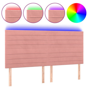 Cabecero con luces LED terciopelo rosa 180x5x118/128 cm H